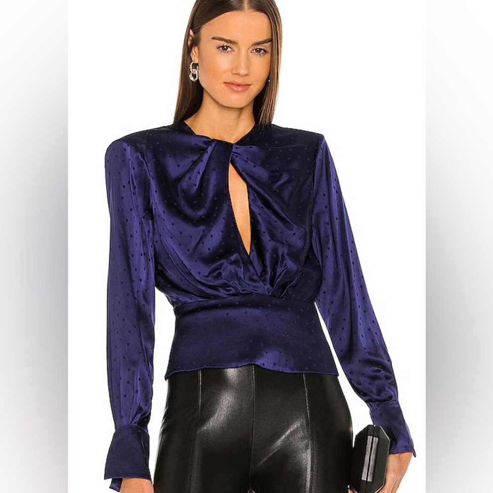 Ronny Kobo Abra Silk Top in Navy size M